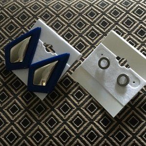 Vintage 80s Two Pairs of Geometric Costume Earrings